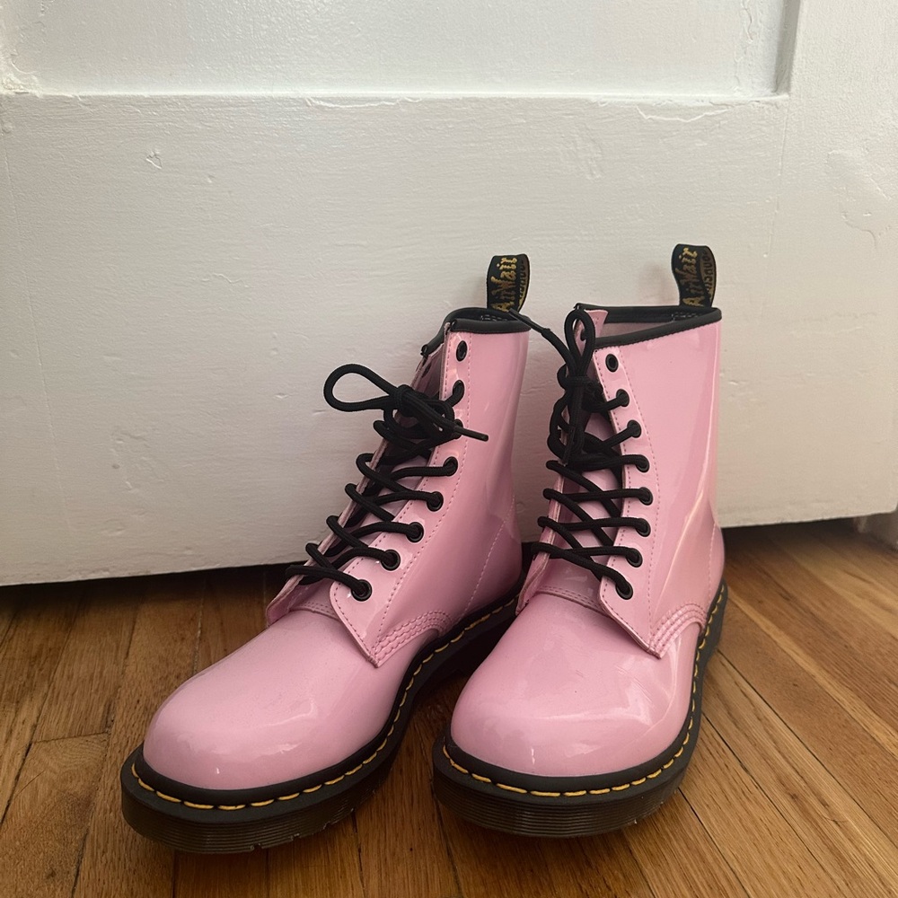 Dr. Martens Pink Patent Leather Combat Boots